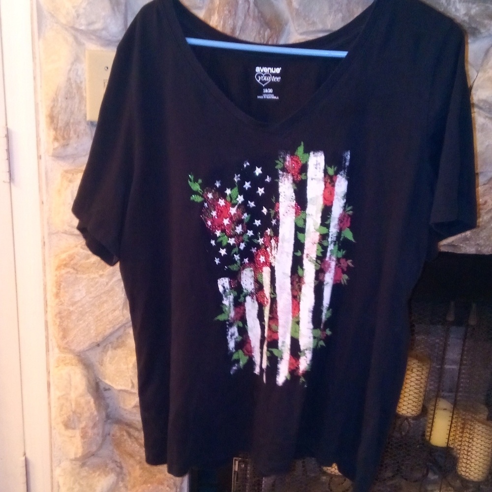 Black rose american flag shirt sleeve shirt